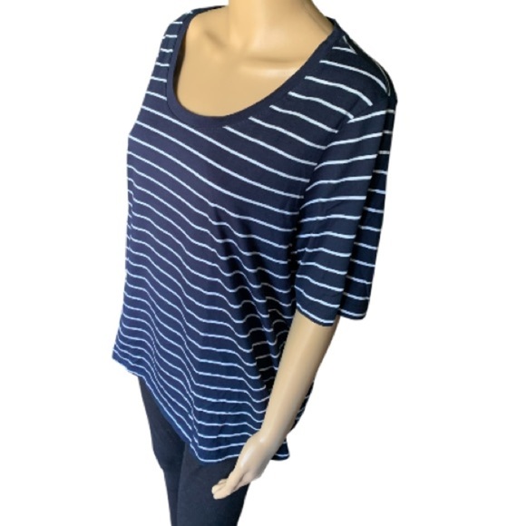 LANDSEND Women’s 100% Supima Cotton Elbow Sleeve Scoop Neck Tee Shirt - Picture 3 of 5